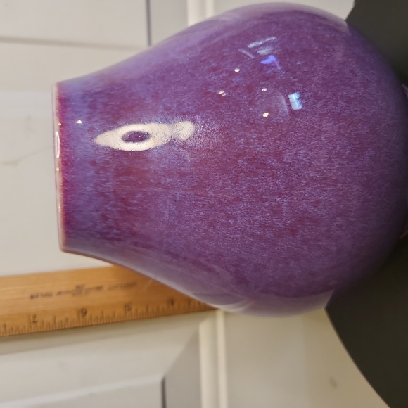 Chinese Plum Flambe Glaze Vase Signed M P w/ Chop Mark - Picture 9 of 10